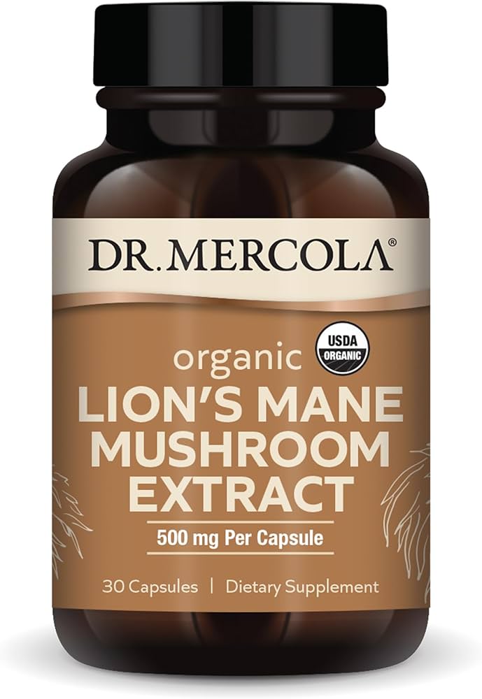 Organic Lion's Mane Mushroom Extract (30 per Bottle): 30-Day Supply